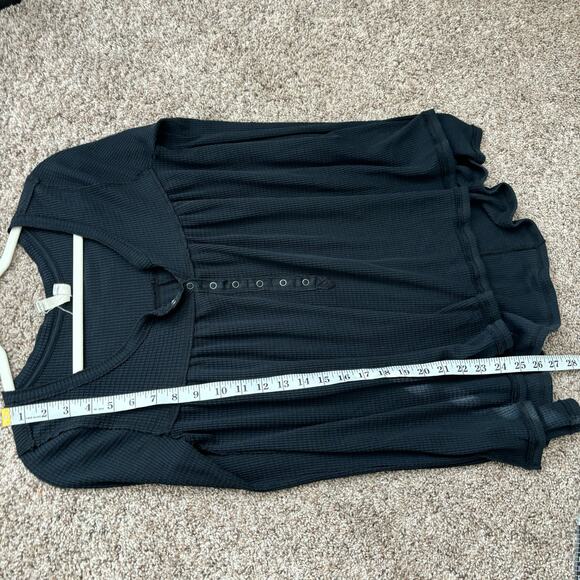 Free People Basic Pullover Henley Top Sz XS Black Essential Boho - Picture 7 of 7